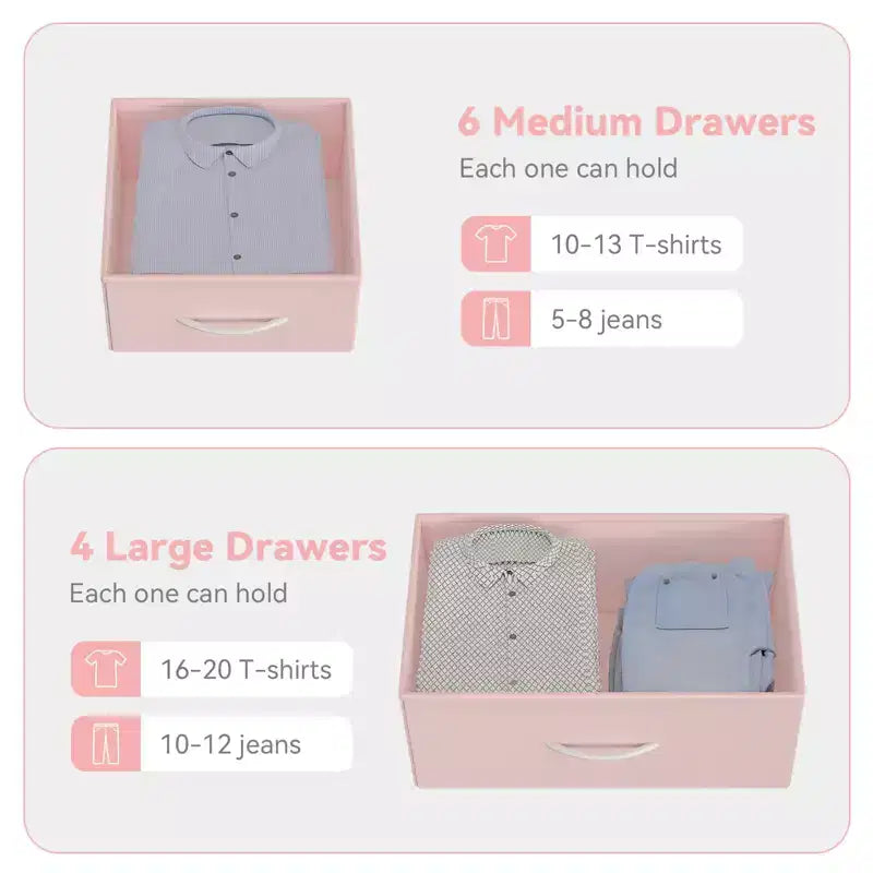 10 Drawers Dresser for Bedroom, Dresser & Chest of Drawers with Fabric Bins, Chests of Drawers Organizer for Closet Hallway Living Room