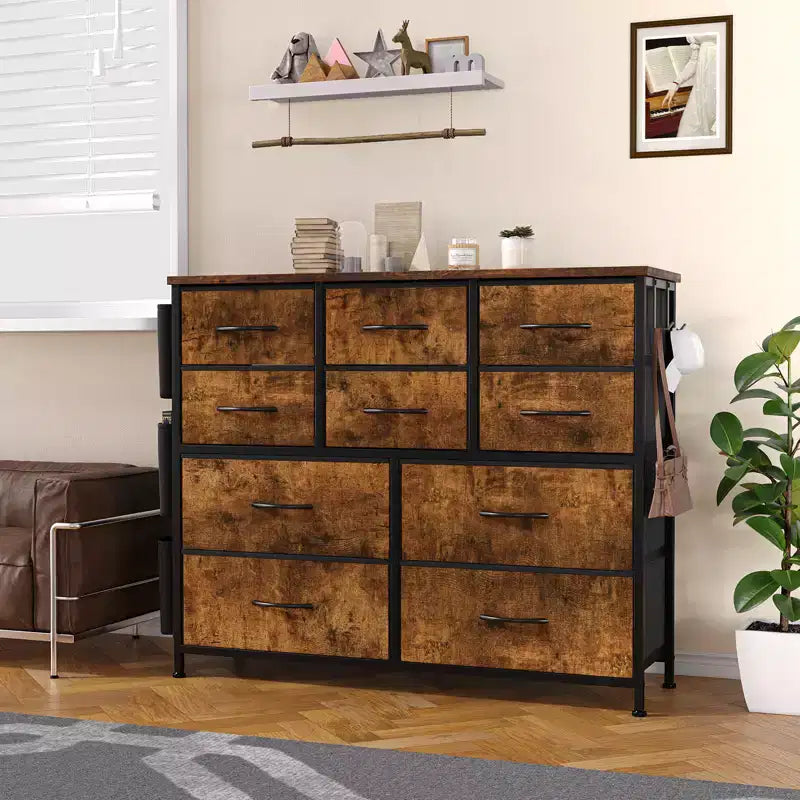 10 Drawers Dresser for Bedroom, Dresser & Chest of Drawers with Fabric Bins, Chests of Drawers Organizer for Closet Hallway Living Room