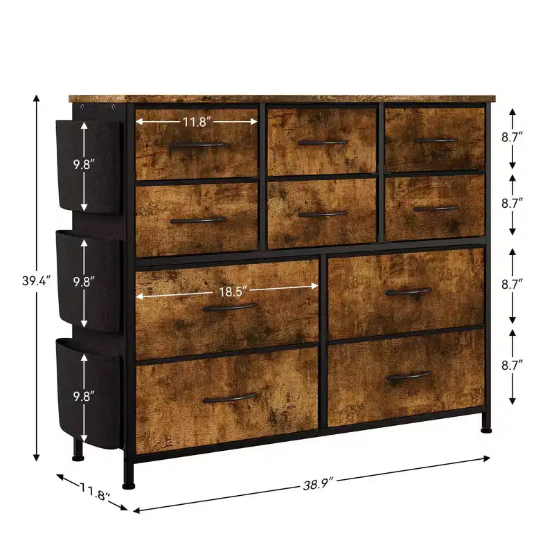 10 Drawers Dresser for Bedroom, Dresser & Chest of Drawers with Fabric Bins, Chests of Drawers Organizer for Closet Hallway Living Room