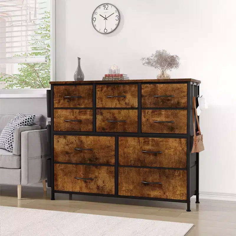 10 Drawers Dresser for Bedroom, Dresser & Chest of Drawers with Fabric Bins, Chests of Drawers Organizer for Closet Hallway Living Room