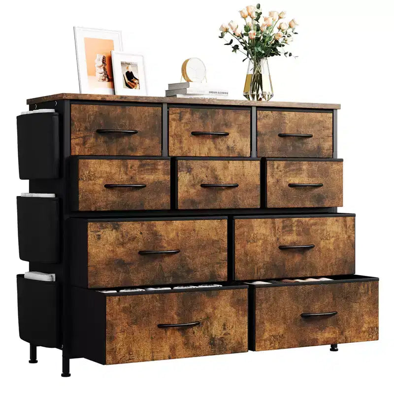 10 Drawers Dresser for Bedroom, Dresser & Chest of Drawers with Fabric Bins, Chests of Drawers Organizer for Closet Hallway Living Room