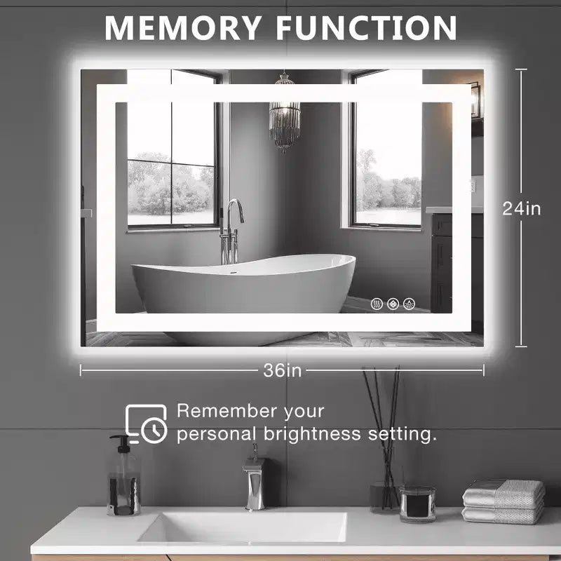 Miroir de salle de bain double source lumineuse, trois modes d'éclairage