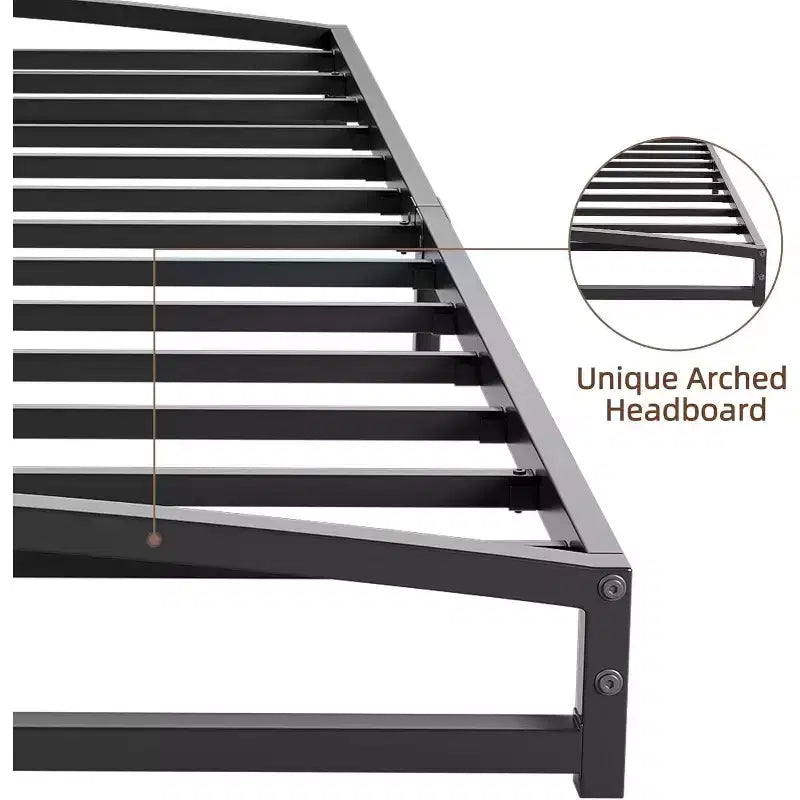 Metal Bed Frame, Low Profile Platform w/Steel Slats, No Box Spring Needed, Easy Assembly, Black