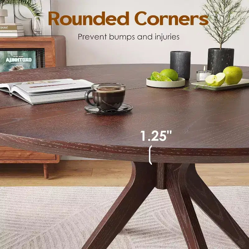 47.2 Solid Wood Round Dining Kitchen Table for 4-6 People Modern Farmhouse Dining Room Tables for Dinette Restaurant Walnut