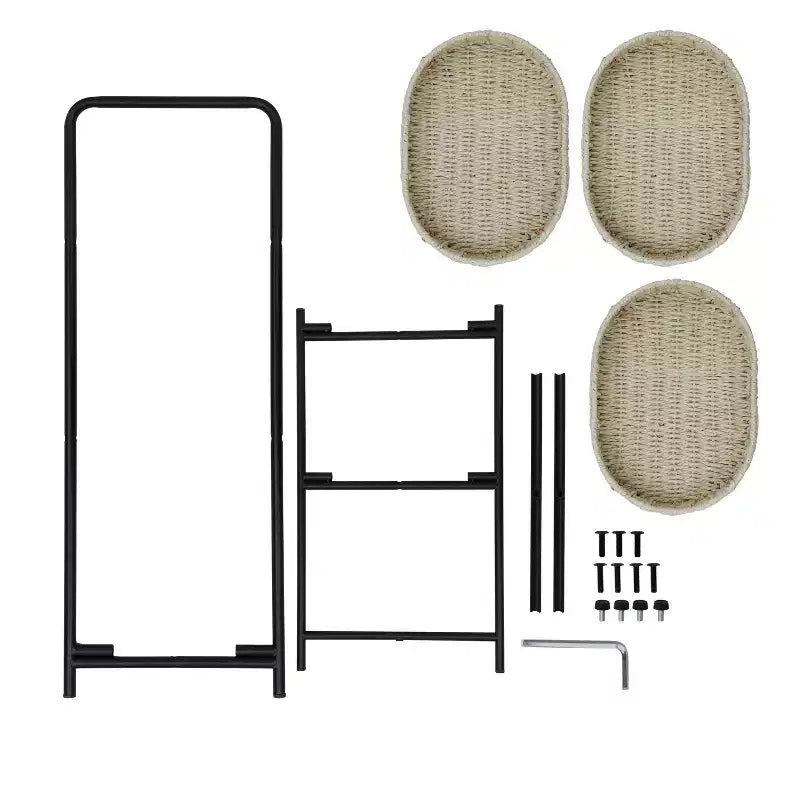 3 Tier Paper Rope Woven Tray Table Oval Storage Basket Shelves for Living Room Kitchen Natural