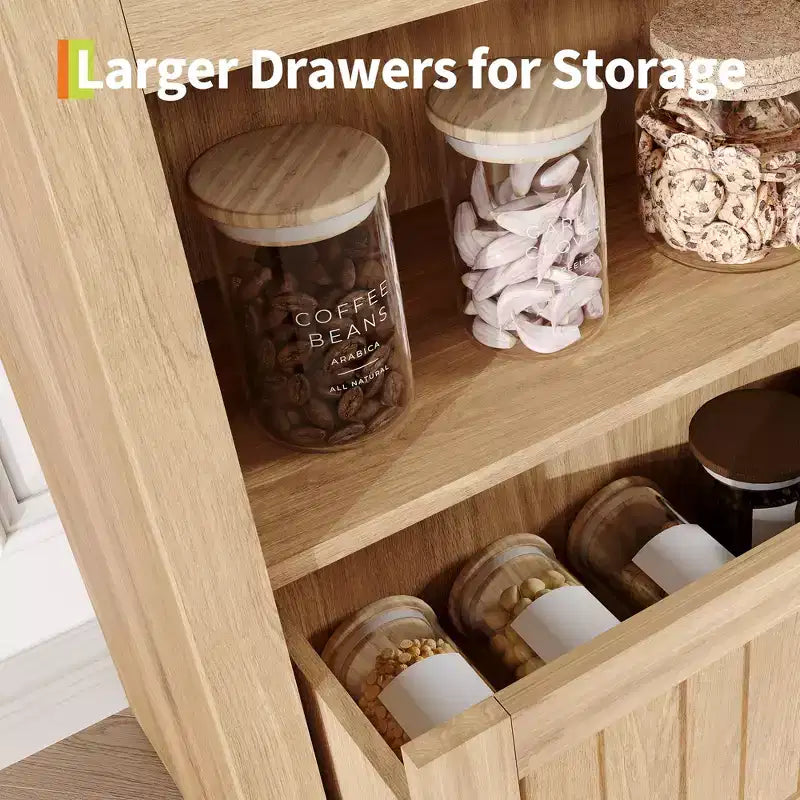 71 Tall Arched Pantry, 6-Tier Freestanding Storage Cabinet with Drawer, Modern White Book Shelf with Open Shelves & Anti-Tipping Design