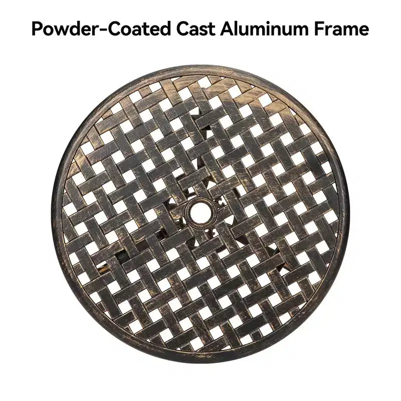 Bistro Table, Round Cast Aluminum Dinning Retro Table with 2 Inch Umbrella Hole, Pub Height Bistro Table for Porch, Backyard, Garden, Balcony