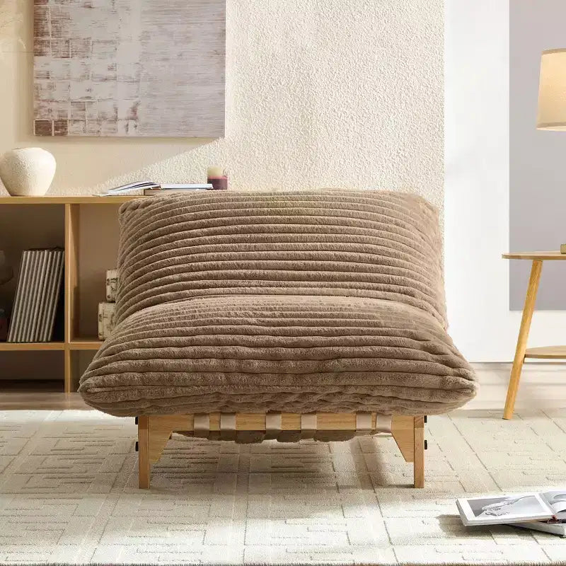 43.3" Wood and Corduroy Upholstered Accent Chair