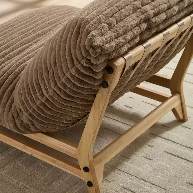 43.3" Wood and Corduroy Upholstered Accent Chair