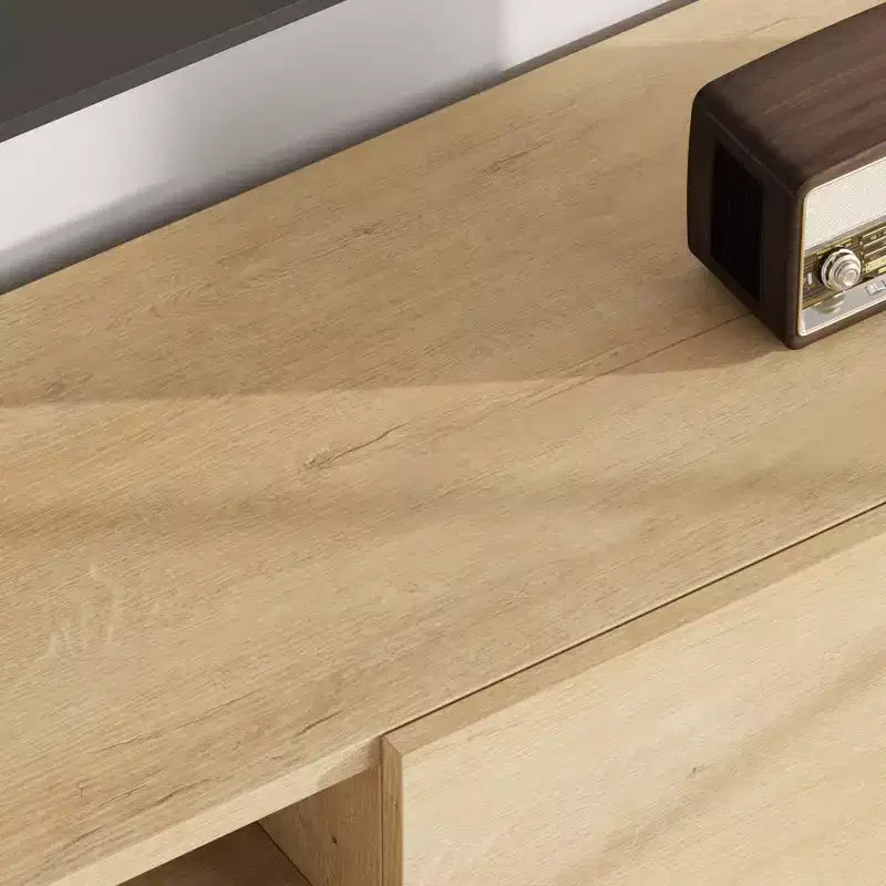 Industrial TV Stand for 80 in, Modern Entertainment Center with 2 Drawers, MDF Media Cabinet w/Elegant Wood Texture