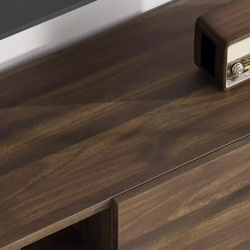 Industrial TV Stand for 80 in, Modern Entertainment Center with 2 Drawers, MDF Media Cabinet w/Elegant Wood Texture