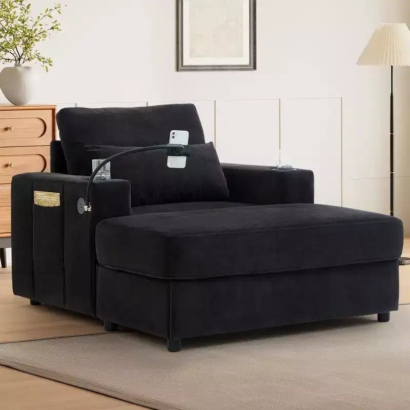 Modern Chenille Armchair Chaise Lounge