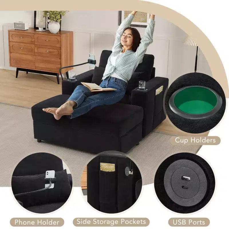 Modern Chenille Armchair Chaise Lounge