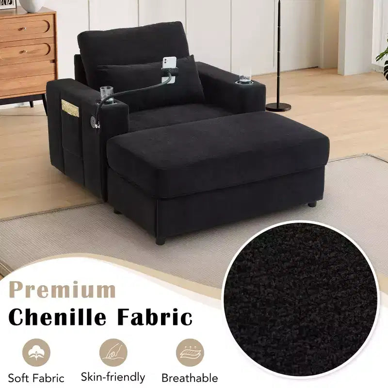 Modern Chenille Armchair Chaise Lounge