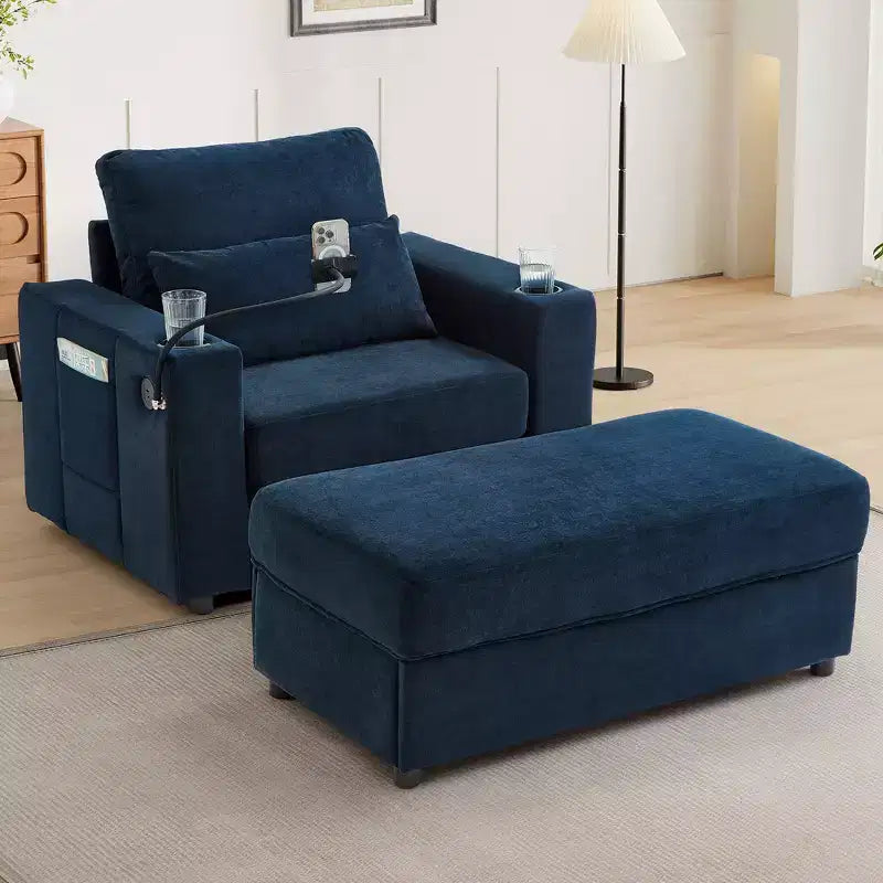 Modern Chenille Armchair Chaise Lounge