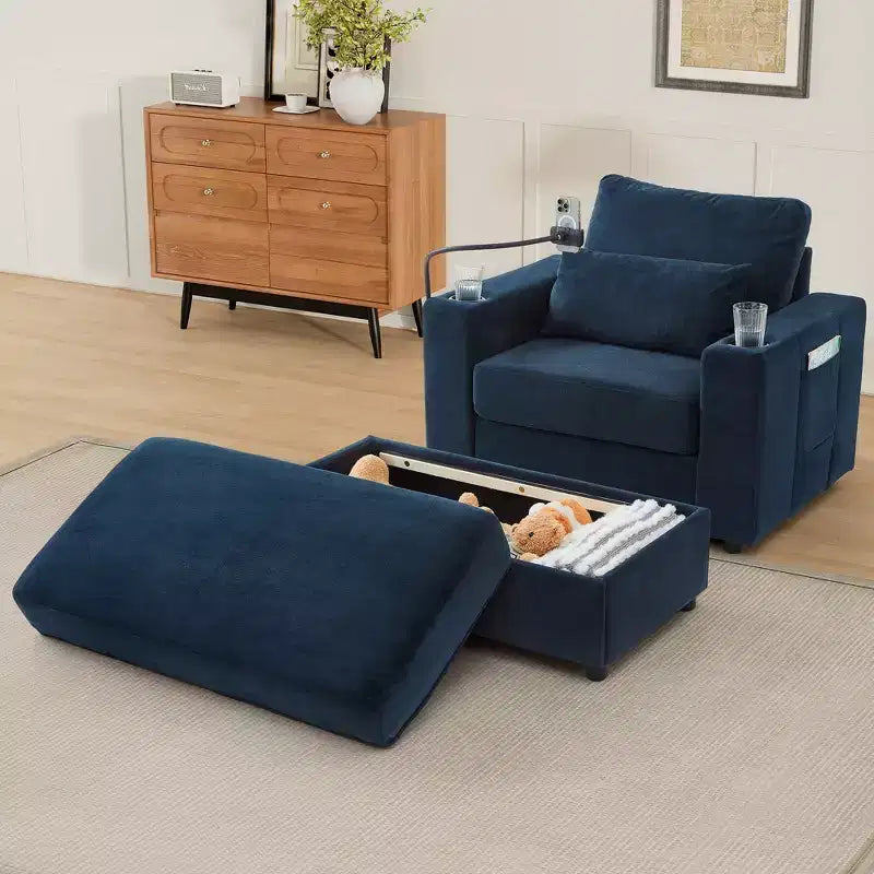 Modern Chenille Armchair Chaise Lounge