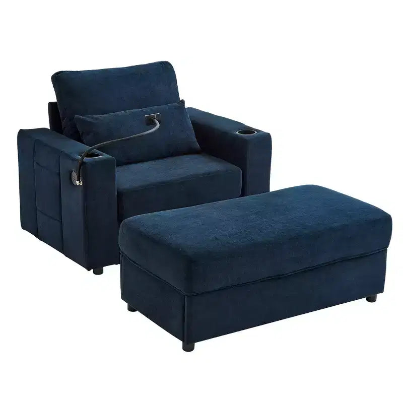 Modern Chenille Armchair Chaise Lounge