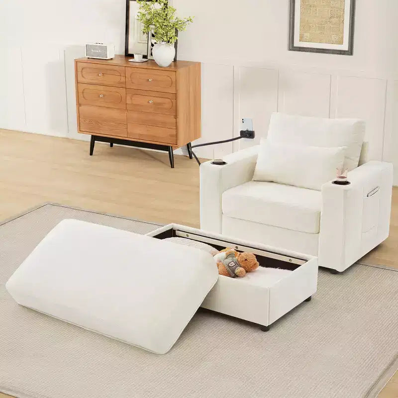 Modern Chenille Armchair Chaise Lounge