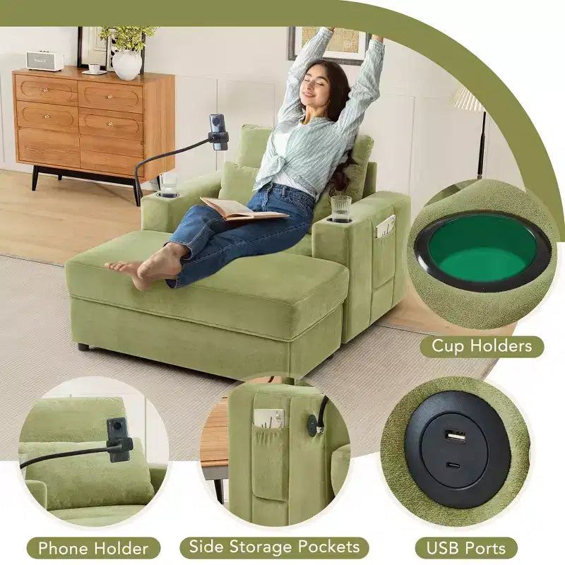 Modern Chenille Armchair Chaise Lounge
