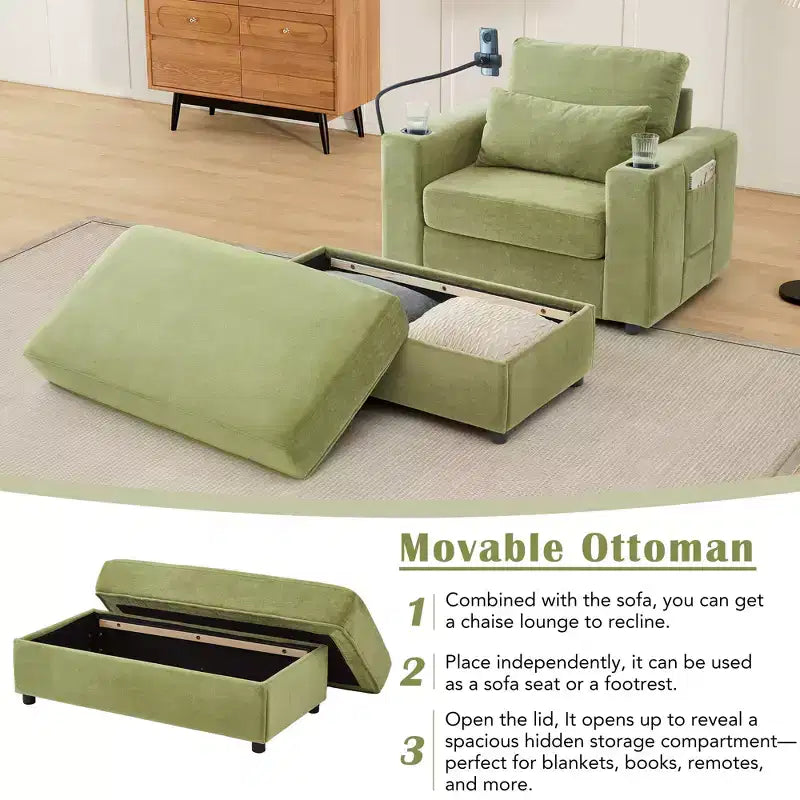 Modern Chenille Armchair Chaise Lounge