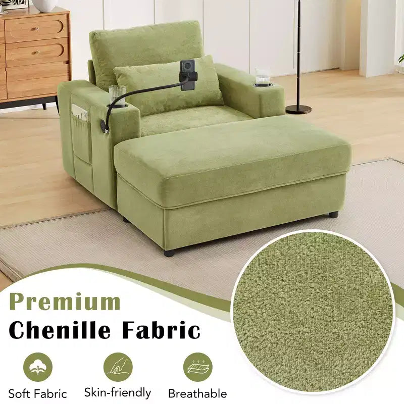 Modern Chenille Armchair Chaise Lounge