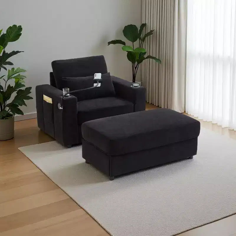 Modern Chenille Armchair Chaise Lounge
