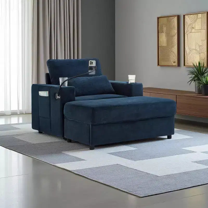 Modern Chenille Armchair Chaise Lounge