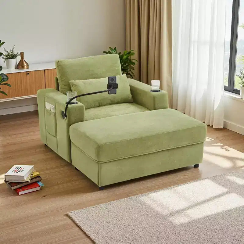 Modern Chenille Armchair Chaise Lounge