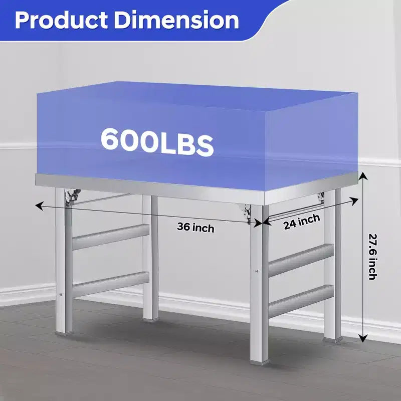 Stainless Steel Folding Table - Commercial Work Table for Home, Kitchen, Restaurant, Garage, Camping, Outdoor Foldable Stainless Steel Workstation