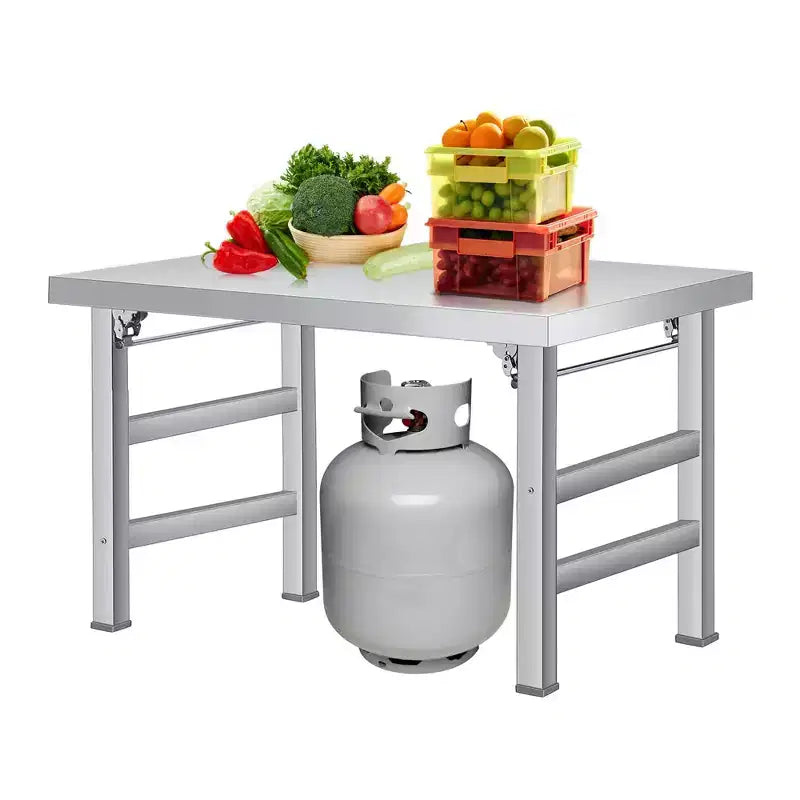Stainless Steel Folding Table - Commercial Work Table for Home, Kitchen, Restaurant, Garage, Camping, Outdoor Foldable Stainless Steel Workstation