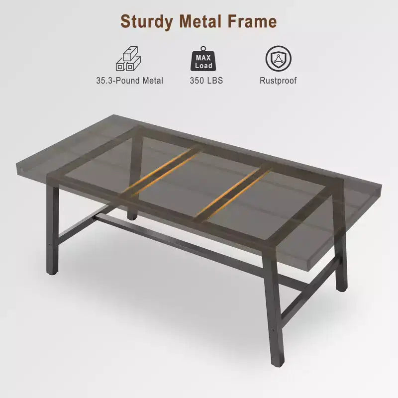 Industrial Dining Table for 6-8 People, 70.87 Long Wooden Kitchen Table with Sturdy Metal Frame & Black Finish-Seats 6 Rectangular Counter for Dinner