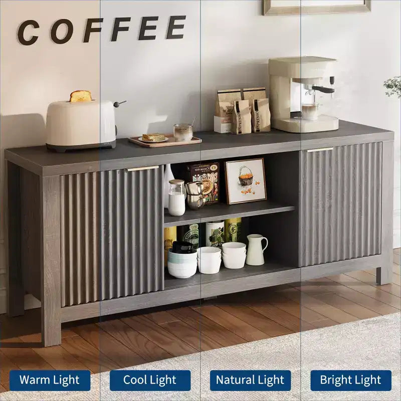 Tv Stand for 65 Inch Tv, Heavy-Duty Entertainment Center with 2 Cabinets & Open Shelves, Media TV Console Table, Wooden Tv & Media Console Cabinet