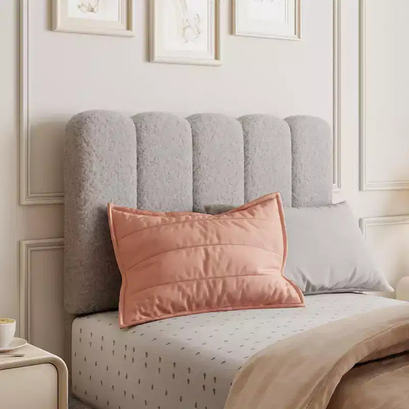 Twin XL Bed Frame, Boucle Upholstered Platform Bed with Wave Headboard for Girls/Kids, Easy Assembly, Wooden Slats Support, No Box Spring Needed