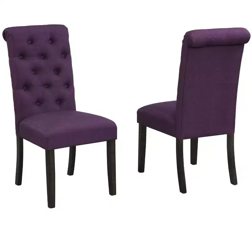 Modern Solid Wood Dining Chair with Luxury Tufted Back, Upholstered Kitchen Side Chair for Living/Dining Room