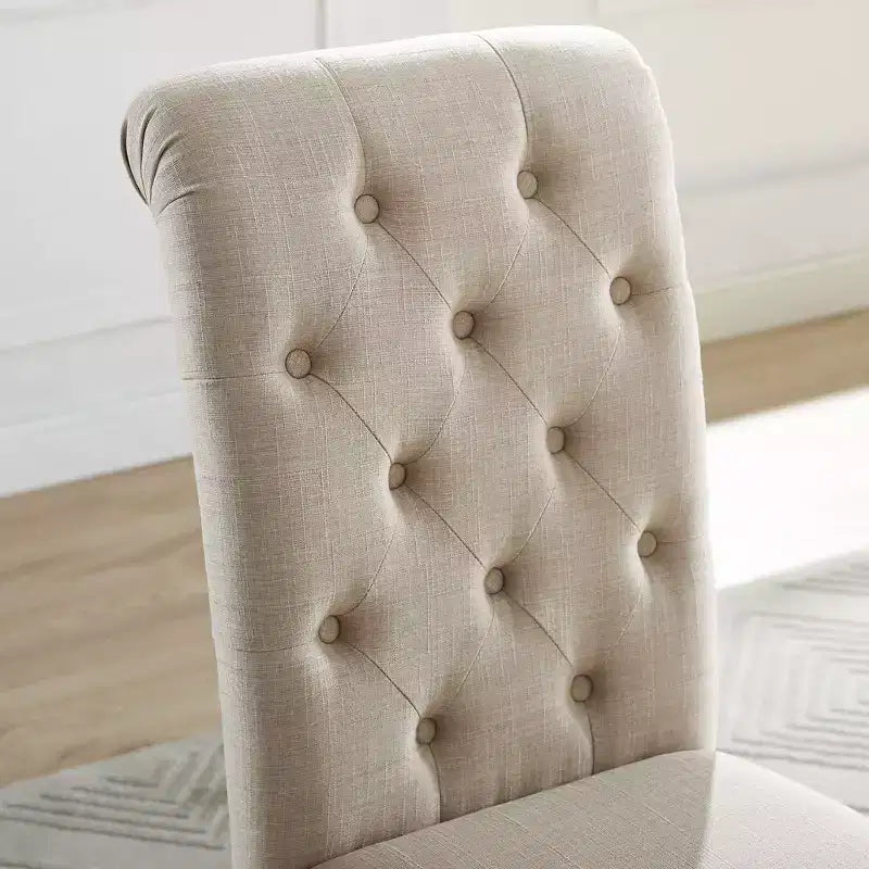 Modern Solid Wood Dining Chair with Luxury Tufted Back, Upholstered Kitchen Side Chair for Living/Dining Room
