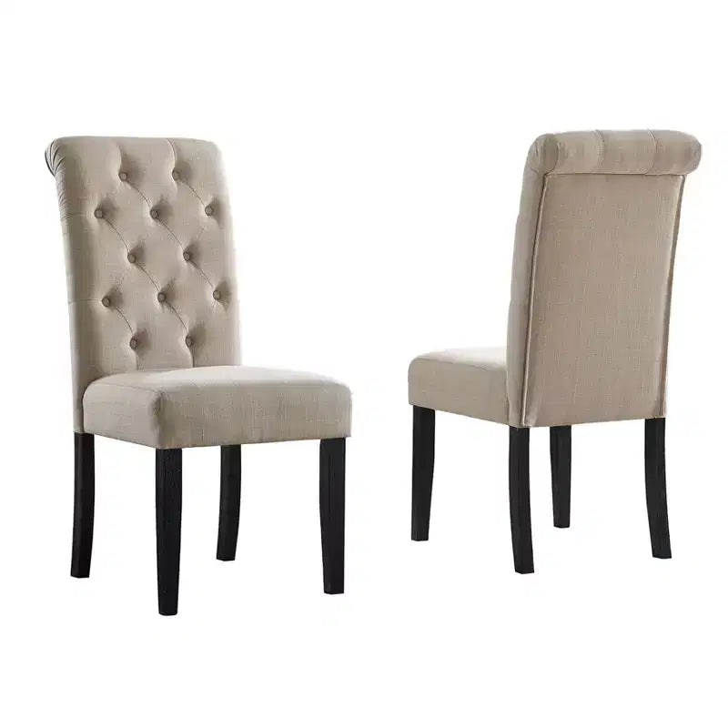 Modern Solid Wood Dining Chair with Luxury Tufted Back, Upholstered Kitchen Side Chair for Living/Dining Room
