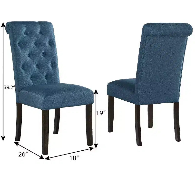 Modern Solid Wood Dining Chair with Luxury Tufted Back, Upholstered Kitchen Side Chair for Living/Dining Room
