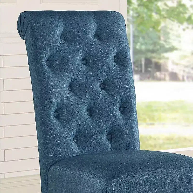 Modern Solid Wood Dining Chair with Luxury Tufted Back, Upholstered Kitchen Side Chair for Living/Dining Room