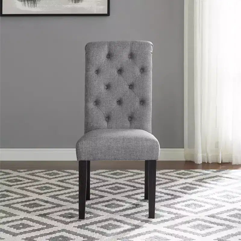 Modern Solid Wood Dining Chair with Luxury Tufted Back, Upholstered Kitchen Side Chair for Living/Dining Room