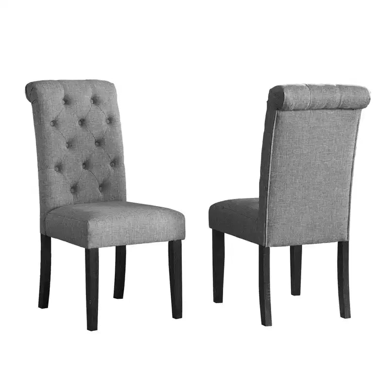 Modern Solid Wood Dining Chair with Luxury Tufted Back, Upholstered Kitchen Side Chair for Living/Dining Room