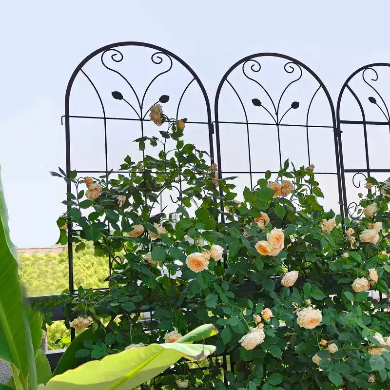 Trellis de jardin en métal 86,7 x 19,7 pouces, support de plantes grimpantes antirouille, fleur d'extérieur noire
