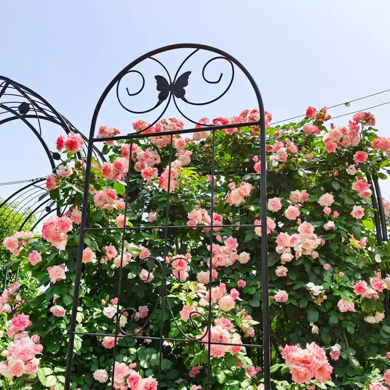 Trellis de jardin en métal 86,7 x 19,7 pouces, support de plantes grimpantes antirouille, fleur d'extérieur noire
