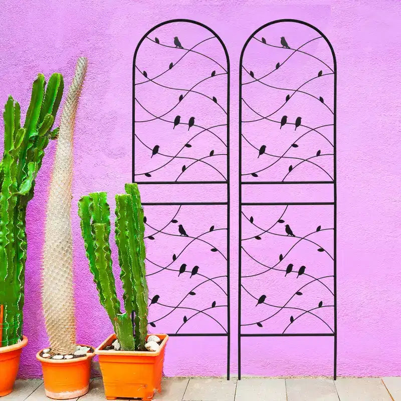 Trellis de Jardin en Métal 180 x 50 cm Anti-Rouille Support pour Plantes Grimpantes Fleurs Extérieur Noir