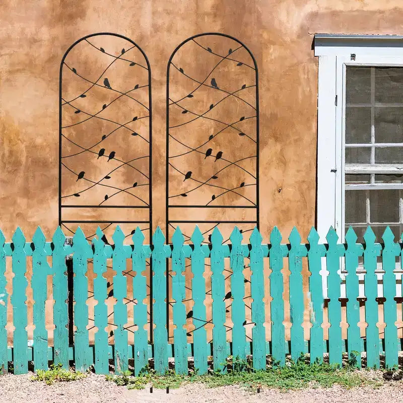 Trellis de Jardin en Métal 180 x 50 cm Anti-Rouille Support pour Plantes Grimpantes Fleurs Extérieur Noir