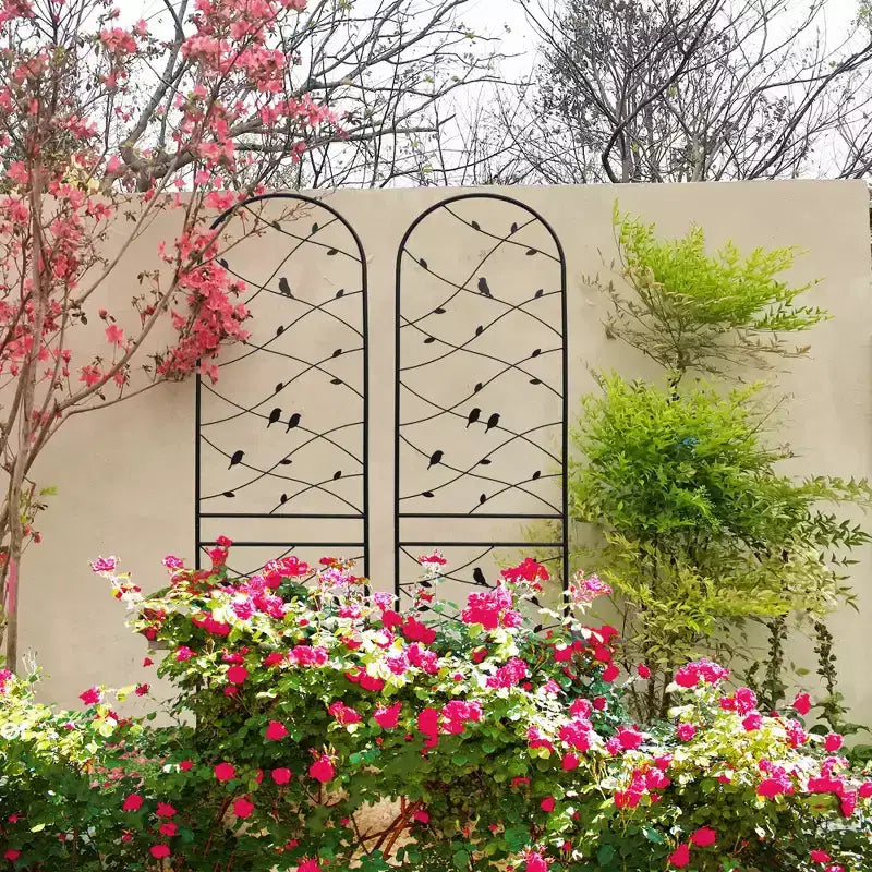 Trellis de Jardin en Métal 180 x 50 cm Anti-Rouille Support pour Plantes Grimpantes Fleurs Extérieur Noir