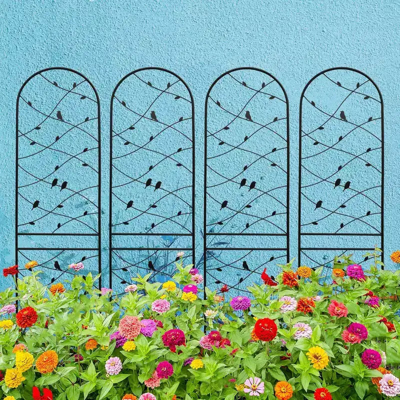 Trellis de Jardin en Métal 180 x 50 cm Anti-Rouille Support pour Plantes Grimpantes Fleurs Extérieur Noir