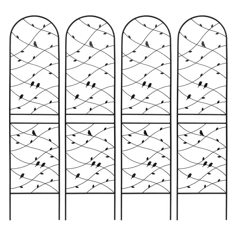 Trellis de Jardin en Métal 180 x 50 cm Anti-Rouille Support pour Plantes Grimpantes Fleurs Extérieur Noir