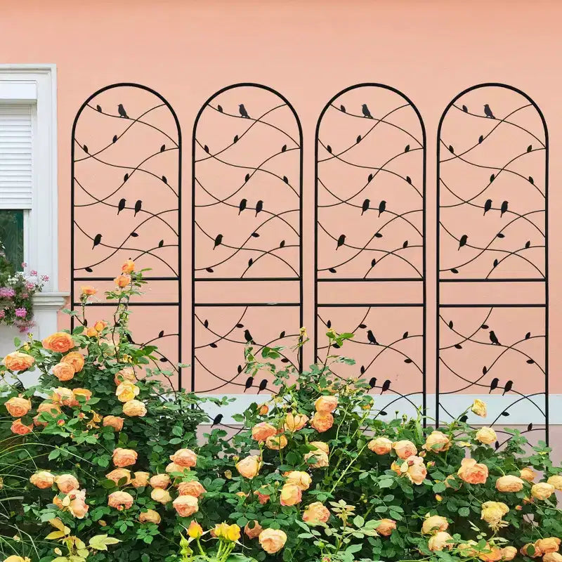 Trellis de Jardin en Métal 180 x 50 cm Anti-Rouille Support pour Plantes Grimpantes Fleurs Extérieur Noir