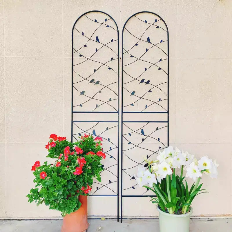 Trellis de Jardin en Métal 180 x 50 cm Anti-Rouille Support pour Plantes Grimpantes Fleurs Extérieur Noir