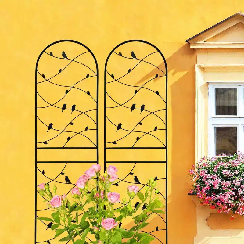 Trellis de Jardin en Métal 180 x 50 cm Anti-Rouille Support pour Plantes Grimpantes Fleurs Extérieur Noir